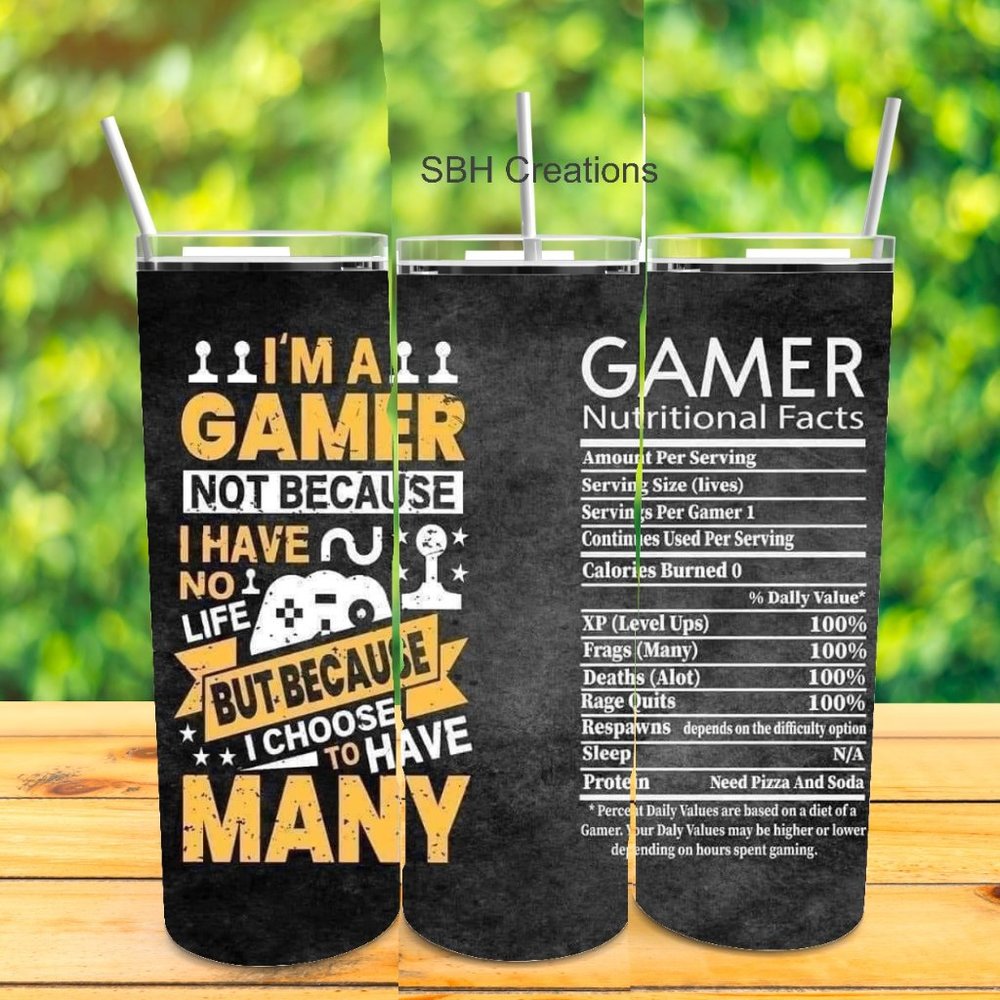 20 oz I am a gamer insulated tumbler